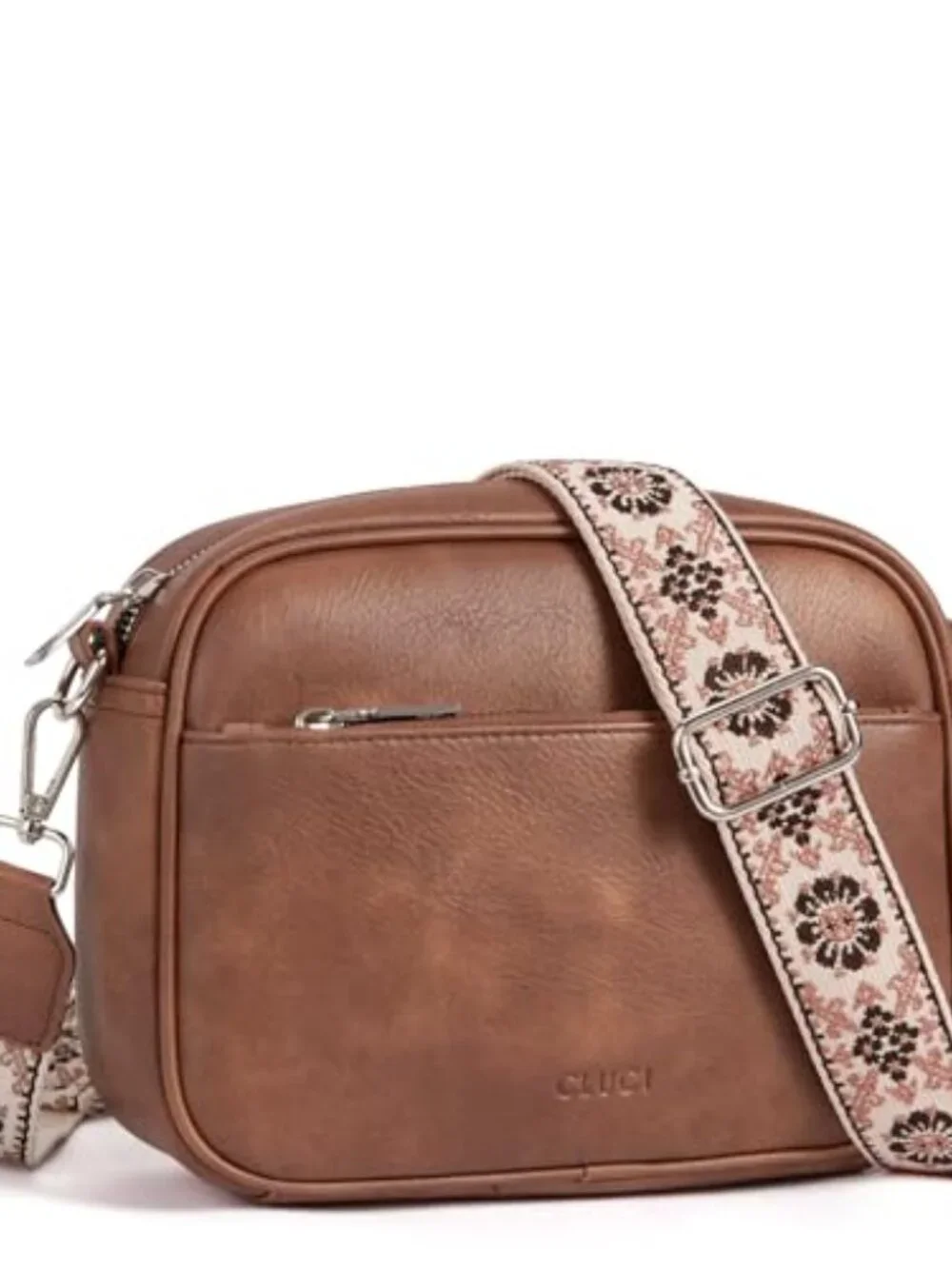 Faux Leather Crossbody Bag with Adjustable Guitar Strap